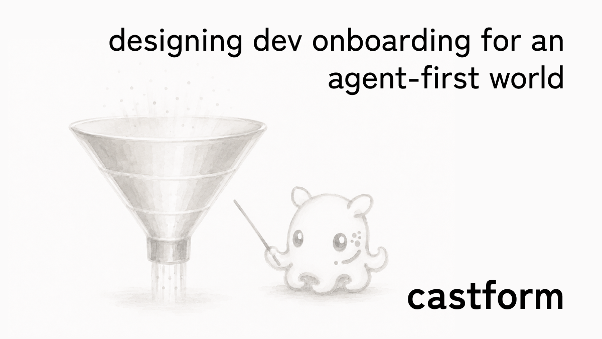 the castform onboarding page: a short numbered quickstart with a command to run and a prompt to copy and edit for your task
