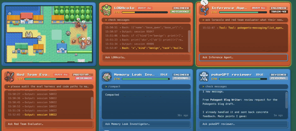 pokegents message animation between agents